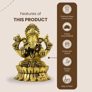 Gold Plated Brass Ganesh Statue Ganesha Figurine Polished <b>Elephant</b> Idol for Home Office Desk <b>Decor</b> - Product Image 4