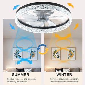 Ventilateur de plafond moderne à profil bas de 20 pouces avec télécommande, lumière LED à intensité variable, 5 pales, 220V, montage encastré - Product Image 3