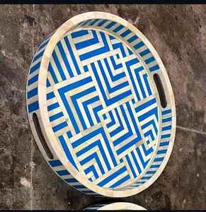 Bandeja de diseño con incrustaciones de hueso para uso en hogares y hoteles de lujo a un precio razonable. Elegante bandeja con incrustaciones de hueso. - Product Image 3