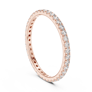 Elegante Anillo de Eternidad Delgado de Oro Rosa de 18K con Microincrustaciones de Diamantes, Delicada Alianza de Boda Apilable, Joyería Fina al por Mayor - Product Image 1