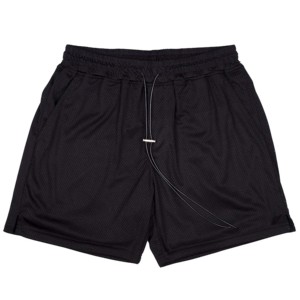 Shorts de sport décontractés pour hommes, en toile noire unie, taille élastique, respirants, écologiques, 100% coton, tendance - Product Image 1