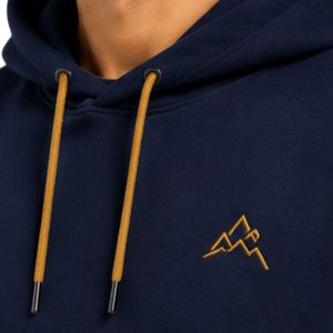 Sweat à capuche personnalisé pour homme, bleu marine et moutarde, en molleton de coton épais, color block, brodé, style streetwear, fabricant de marque privée - Product Image 3