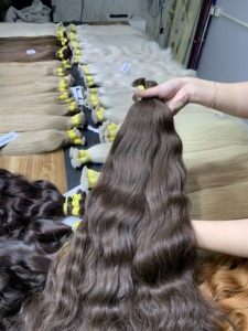 Extensions de cheveux humains vierges vietnamiens de luxe de haute qualité, 100 % alignés sur les cuticules, couleur claire, super double drawn, en vrac - Product Image 2