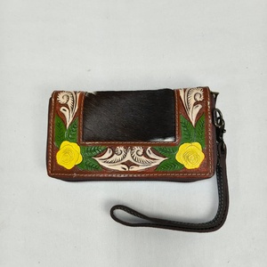 Nueva Cartera Multiusos para Mujer 2026 con Diseño Floral, Grabado a Mano, Cierre de Cremallera, Antirrobo, en Cuero Vacuno Elegante - Product Image 5