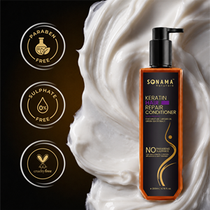 Acondicionador Reparador de Cabello con Keratina SONAMA Naturals 200ml, Reparación de Daños con Aceite de Coco, Aceite de Argán y Extracto de Té Verde - Product Image 6