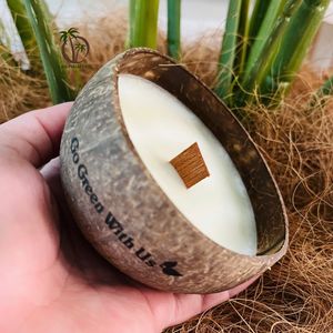 Vela Aromática Ecológica de Lujo en Cáscara de Coco de 100g |   Repelente de insectos con aroma a hierba de limón |   Decoración de Interiores Hecha a Mano y Respetuosa con el Medio Ambiente - Product Image 2