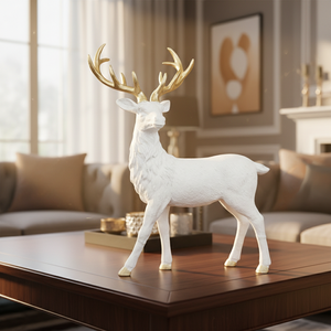 รูปปั้นกวางเรซิ่นตกแต่งสำหรับบ้าน สำนักงาน และโต๊ะทำงาน - Product Image 1