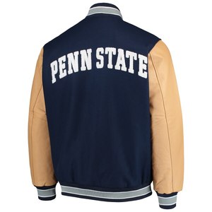 เสื้อแจ็คเก็ตวาร์ซิตี้ผู้ชาย Syracuse Orange สีกรมท่า แขนสีแทน ปักโลโก้ S สไตล์ Preppy สำหรับใส่ในฤดูใบไม้ร่วง - Product Image 2