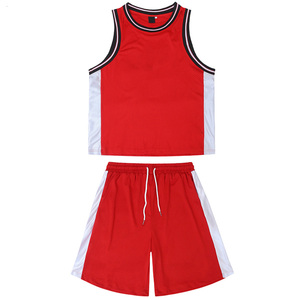 Ensemble de maillot de basket-ball en maille rouge, débardeur sans manches avec short à cordon de serrage, vêtements de sport unisexes pour adultes, respirants - Product Image 1