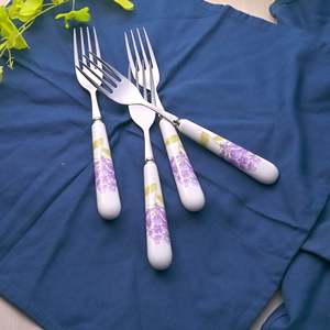 Elegant Lavender Print Cutlery Set of 4 Including Elegant <b>Forks</b> - Product Image 1