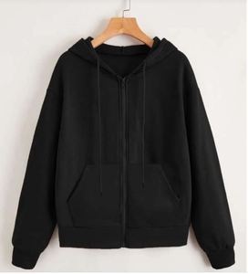 Sweat-shirt à capuche zippé noir pour homme, coupe classique, tissu polaire décontracté, séchage rapide, respirant, vêtements d'hiver - Product Image 5