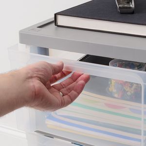 Carrello Portaoggetti in Plastica con 3 Cassetti, Stretto, Grigio, Set di 2 - Product Image 3