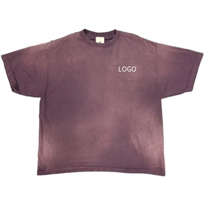 เสื้อยืดลายฟอกสีแบบวินเทจสุดฮิตปี 2026 เสื้อยืดฟอกสีแบบทำเก่า เสื้อยืดผู้ชายแบบไหล่ตก - Product Image 1