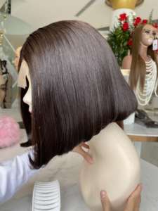 Perruque en cheveux humains vierges vietnamiens Remy, 100% soyeux, lisse, 30 pouces, longueur de mèches pour femmes noires, trame unique - Product Image 5