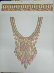 Embroidered Round Neck Collar <b>Patch</b> with Sequins <b>on</b> Net Fabric <b>Sew</b>-<b>On</b> Style for Ethnic Wear-Kurtis Blouses Sarees Gowns - Product Image 2