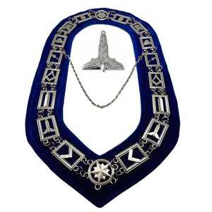 Collier de Collège Maçonnique Bleu en Argent et Or Personnalisé, Fabrication en Gros de Régalia Maçonniques à Bas Prix - Product Image 1