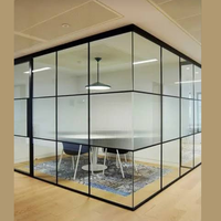 Cloison de séparation en verre et aluminium moderne à cadre fin pour bureaux, système de cloisonnement intérieur pour bâtiments commerciaux