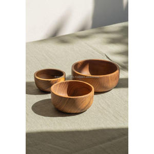 Juego de cuencos de madera con acabado natural, utensilios de cocina, cuencos de ensalada de frutas multiútiles, cuenco de pudín de madera ecológico de TCD - Product Image 5