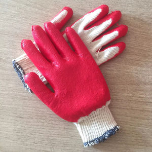 Gants de protection de jardinage en coton et polyester tricotés, enduits de latex, antidérapants, anti-coupure, réutilisables, avec poignet en caoutchouc vietnamien, jauge 10 - Product Image 1