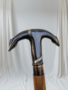Antique Bronze Walking Cane With <b>Black</b> Nickel Plated Irregular Handle <b>Polished</b> Finish Business Gift - Product Image 2