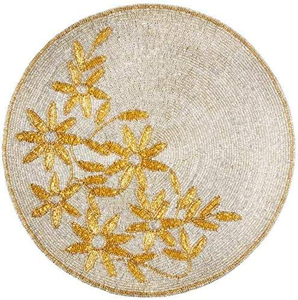 Napperons de table personnalisables faits main, écologiques et tendance, avec broderie de perles de verre colorées, motif floral de haute qualité - Product Image 1