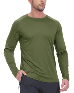 T-shirts de sport à manches longues pour hommes, tissu respirant et anti-transpiration, col rond, coupe confortable pour les entraînements et la course à pied - Product Image 4