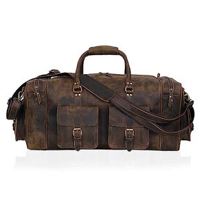 Sac de voyage en cuir véritable 100% personnalisable grande capacité avec logo personnalisé pour hommes et femmes, sac de week-end - Product Image 1