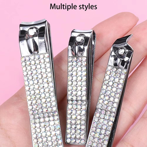 Ensemble de 3 coupe-ongles entièrement sertis de diamants, coupe-ongles en acier inoxydable avec strass, design élégant, portable - Product Image 6