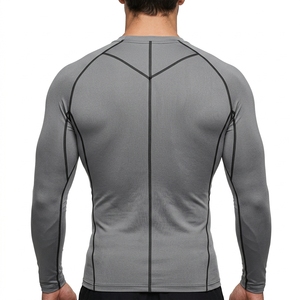 Camiseta de Compresión de Manga Larga para Hombre, Color Gris, Ropa Deportiva para Gimnasio, Fitness, Running, Entrenamiento, Ropa Deportiva de Alto Rendimiento - Product Image 2