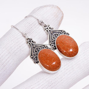 Boucles d'oreilles faites à la main en argent sterling 925 avec pierre de soleil Bijoux de mariage élégants Cadeaux de Noël pour elle - Product Image 3