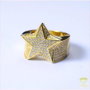 Anillo de Plata de Ley 925 con Estrella y Diamantes de Moissanita, Joyería Brillante para Venta al por Mayor y Minorista - Product Image 4