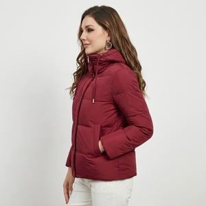 Chaqueta acolchada negra con capucha para mujer, abrigo de invierno con cierre de cremallera y manga larga - Product Image 6