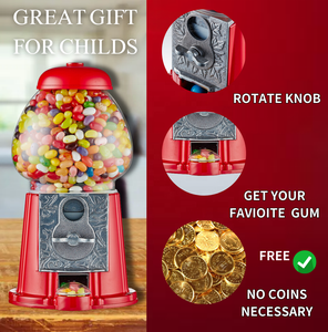 Kwang Hsieh 12" Red Color Classic Mini Metal Coin Operated <b>Gumball</b> Machine - Product Image 4