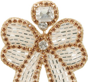 Pendientes de lazo ligeros hechos a mano MULTI CRAFT con bordado de cuentas de semillas multicolor, clásicos, tamaño personalizado, de algodón con cuentas para novias - Product Image 3