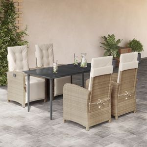 Set da Pranzo da Giardino in Rattan per 4 Persone, Arredamento da Esterno Resistente alle Intemperie, Design Contemporaneo con Telaio in Metallo Beige - Product Image 1
