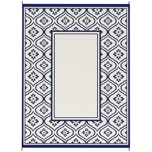 Tappeto Reversibile Impermeabile per Esterni 9FT X 12FT Blu e Bianco con Bordo a Zucca in Paglia e Borsa per il Trasporto - Product Image 1