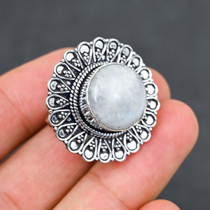 Anillo de Plata de Ley 925 con Piedra de Luna Arcoíris Creada en Laboratorio, Hermoso Anillo de Pera con Turquesa Hecho a Mano, Joyería de Boda de Gema - Product Image 2