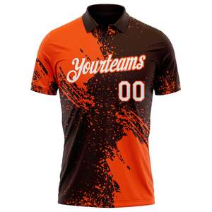 Custom Baseball Jersey Men's Short Sleeve Sublimated Print Quick Dry Polyester Team Name 00 <b>Orange</b> Black <b>Polo</b> Shirt - Product Image 2