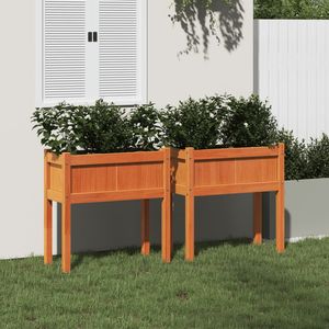 Ensemble de 2 jardinières en bois de pin massif brun moyen, pots à fleurs et jardinières - Product Image 3