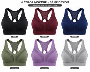 Sujetador deportivo de malla sin costuras con soporte alto y almohadillas extraíbles para mujer, transpirable, de secado rápido, ecológico, para yoga y ropa deportiva. - Product Image 6