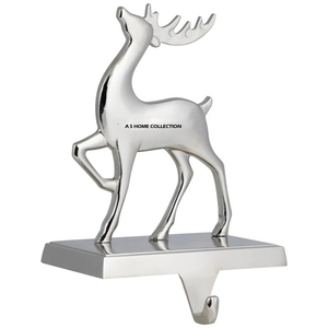 Super Quality Shinny Silver Finished Vintage Deer Reindeer Design Aluminum Metal <b>Stocking</b> <b>Holder</b> for Blank Sublimation - Product Image 1