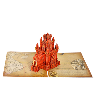 Tarjeta 3D Pop-Up con Diseño de Templo Vietnamita, Modelo de Papel Decorativo, Tarjeta de Felicitación con Barnizado UV e Impresión Digital - Product Image 2