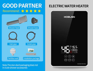 Calentador de Agua Eléctrico Instantáneo de Acero Inoxidable de Alta Calidad de 6000 W y 220 V con Botón Táctil LED, Montado en la Pared, para Uso en Hoteles y Hogares - Product Image 6