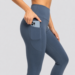 Leggings Deportivos de Cintura Alta, Color Sólido, Sin Costuras, Elásticos, Transpirables, de Punto, Spandex y Nailon, Ropa Deportiva para Mujer - Product Image 5