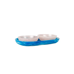 Handmade Polished Eco-Friendly BPA Free Resin <b>Bowls</b> Set Crackle Glaze <b>Blue</b> Tray Classic Design Stocked Dishwasher Safe Party - Product Image 5