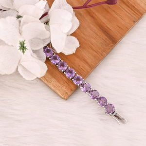 Luxury Purple Amethyst Tennis Bracelet Handmade 925 <b>Silver</b> Unisex Jewelry <b>for</b> Wedding Party & Gift - Product Image 3