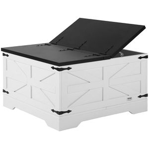 31.5\" Farmhouse-Style Wooden <b>Rustic</b> Cocktail <b>Table</b> Hinged Square <b>Coffee</b> <b>Table</b> with Large Storage Compartment for Living Room - Product Image 1