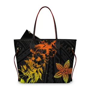 Hot Sell Vintage Polynesische Tribale Reistas Handtassen Groothandel Oem Draagtassen Vrouwen Hibiscus Dames Grote Tas