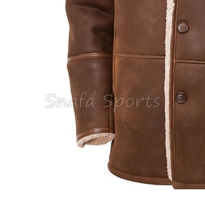 <b>Mens</b> Flying Genuine Shearling Sheepskin Leather Eco-Friendly Waterproof Winter Bomber <b>Jacket</b> Regular Fit Front <b>Jackets</b> - Product Image 4