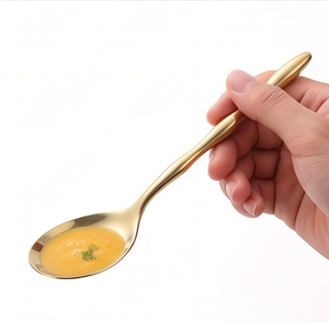 Cuchara de Sopa de Acero Inoxidable Dorado con Acabado Espejo de Alta Calidad, Diseño Elegante, Apta para Lavavajillas, Cubertería para Bodas y Eventos - Product Image 2